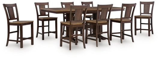 Anixburg Counter Height Dining Table and 8 Barstools