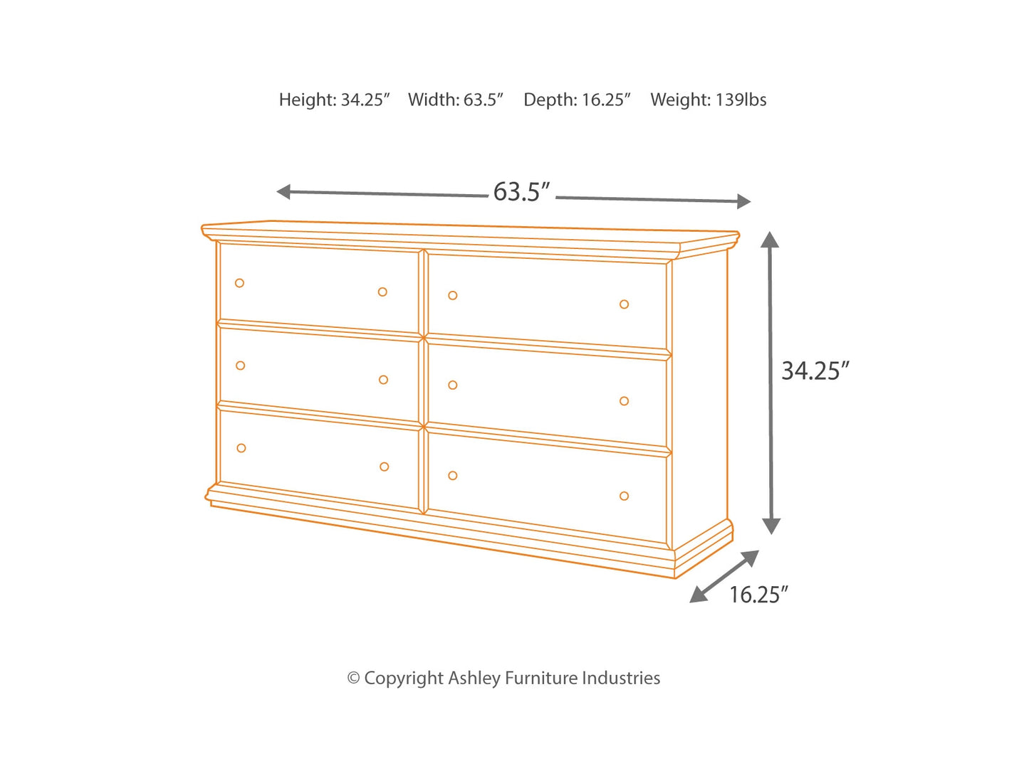 Maribel 6 Drawer Dresser - -