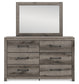 Graystorm King Panel Bed with Mirrored Dresser