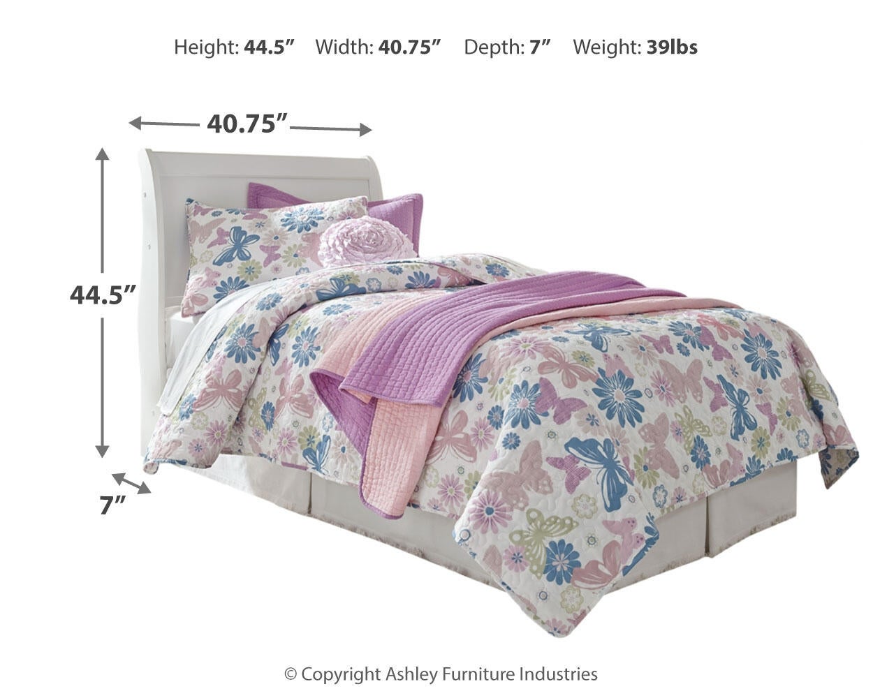 Anarasia Twin Sleigh Headboard, Dresser, Mirror, Chest and Nightstand