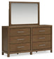 Cabalynn Queen Panel Bed with Storage with Mirrored Dresser and Nightstand