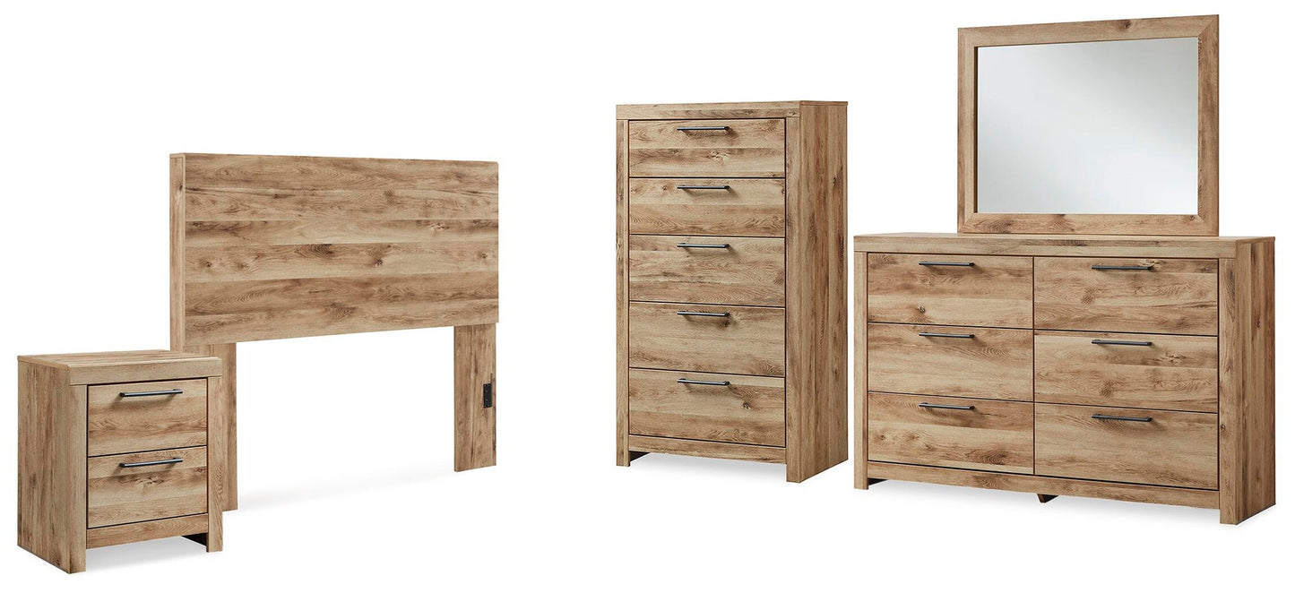 Hyanna Full Panel Headboard, Dresser, Mirror, Chest and Nightstand