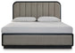 Rowanbeck King Upholstered Panel Bed, Dresser, Mirror and Nightstand