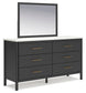 Cadmori Full Upholstered Panel Bed, Dresser and Mirror