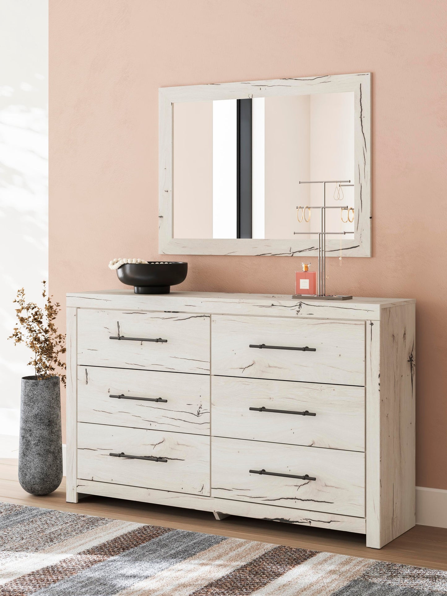Lawroy Twin Panel Bed with Storage, Dresser, Mirror, Chest and Nightstand