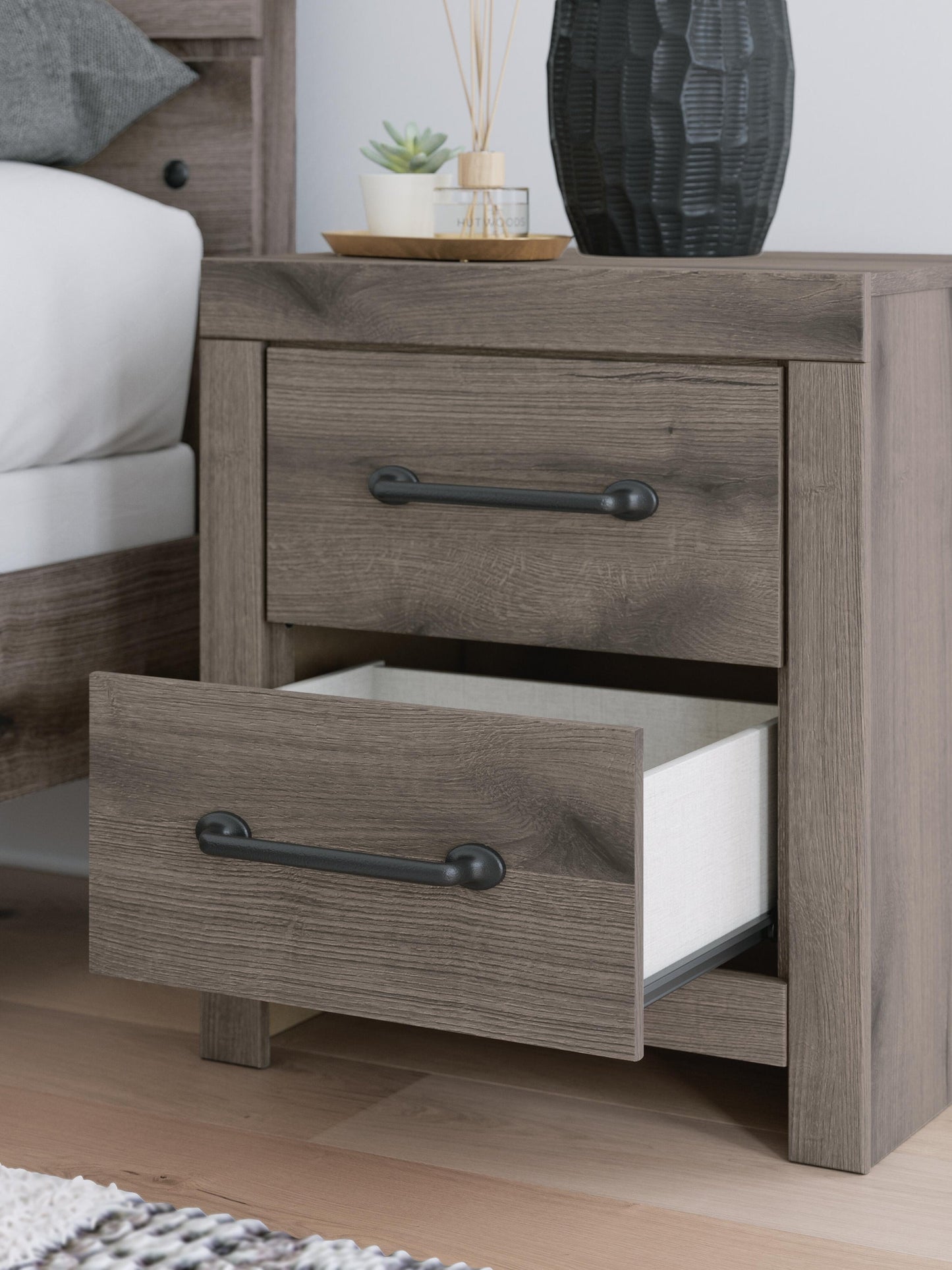 Graystorm King Panel Bed, Dresser, Mirror and Nightstand