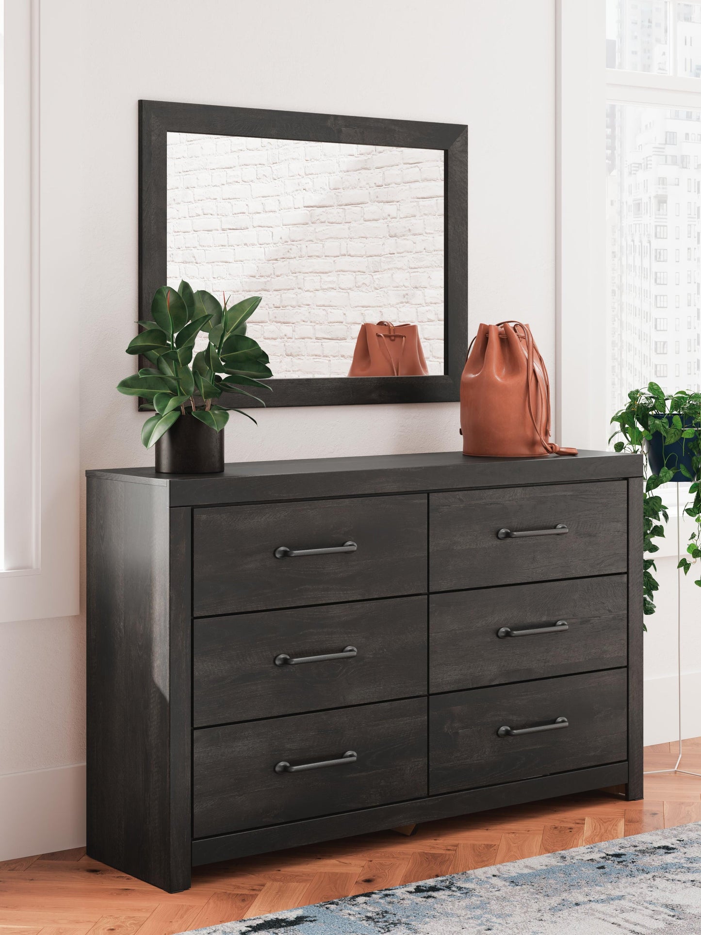 Hollivern Queen Panel Bed, Dresser, Mirror, Chest and Nightstand