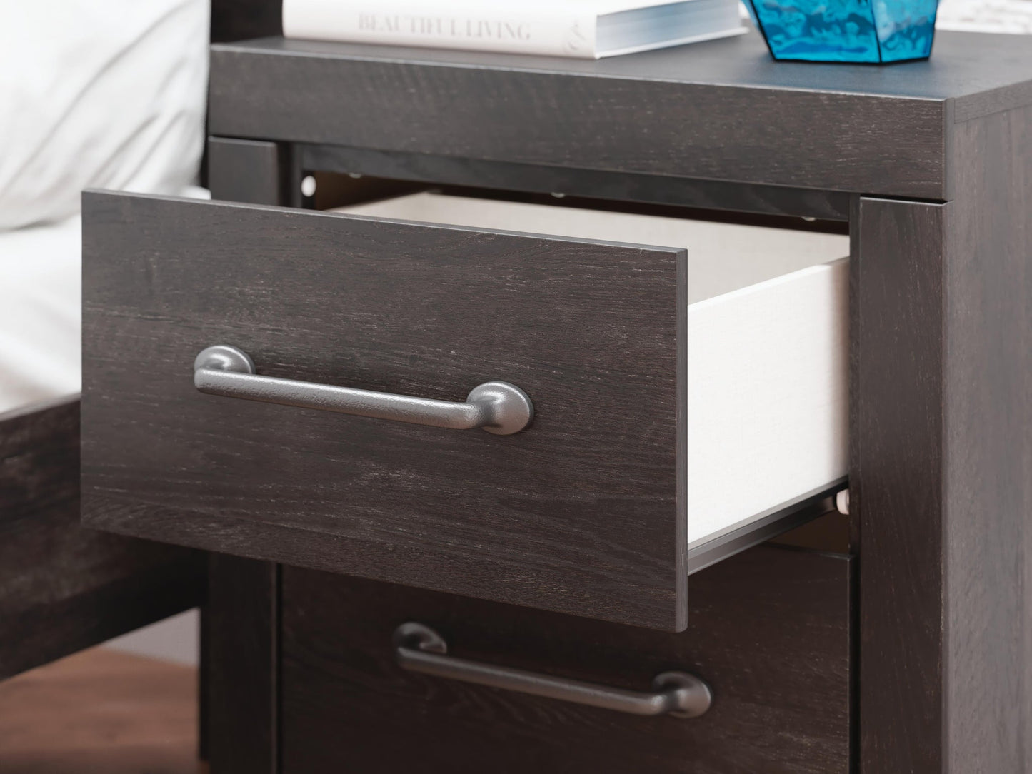 Hollivern Twin Panel Bed with Storage, Dresser, Mirror, Chest and Nightstand
