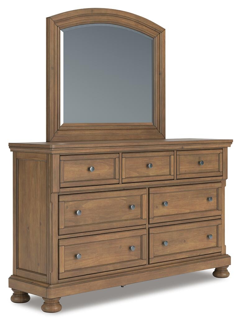 Feddinger King Panel Bed with Mirrored Dresser