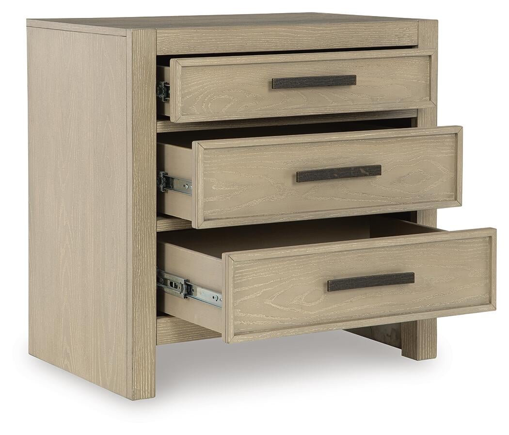 Calmoro King Bookcase Bed with Mirrored Dresser and Nightstand