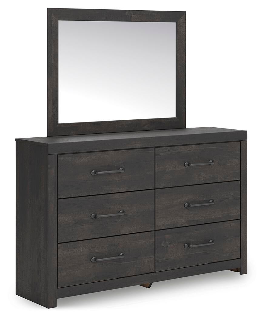 Hollivern Twin Panel Bed with Storage, Dresser and Mirror