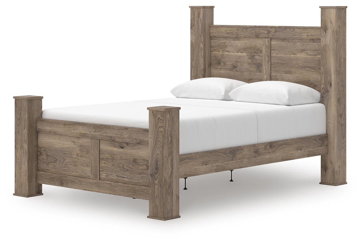 Rusticott Queen Poster Bed with Mirrored Dresser