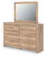 Kinlanni King Upholstered Panel Bed, Dresser, Mirror and Nightstand