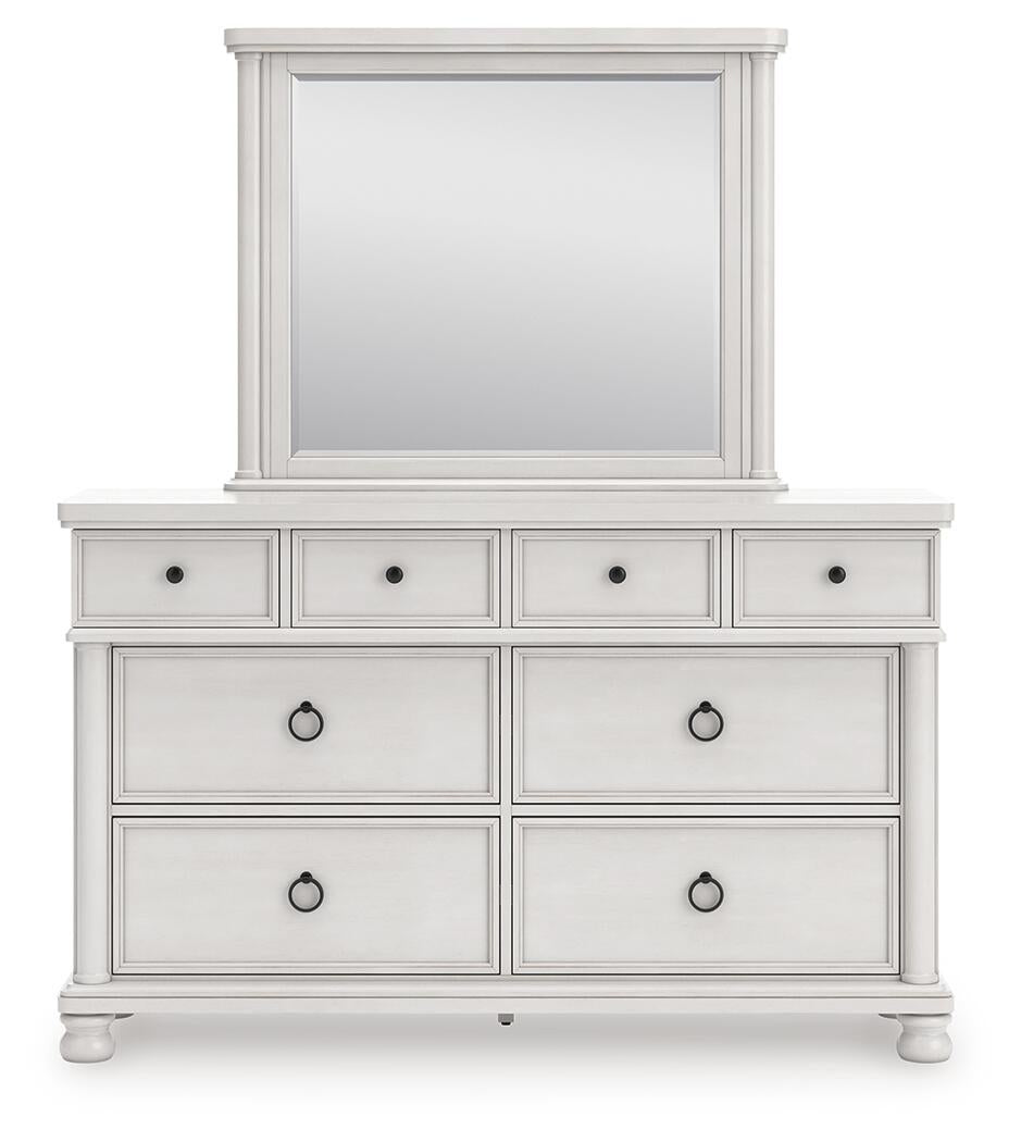 Rowlenstown California King Poster Bed, Dresser, Mirror and Nightstand