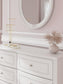 Kozlani Full Upholstered Panel Bed, Dresser, Mirror and Nightstand