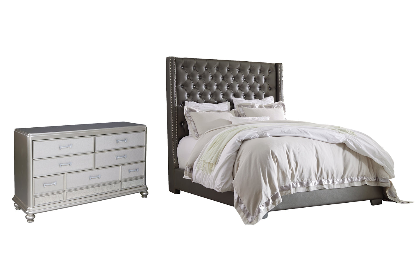 Coralayne King Upholstered Bed with Dresser