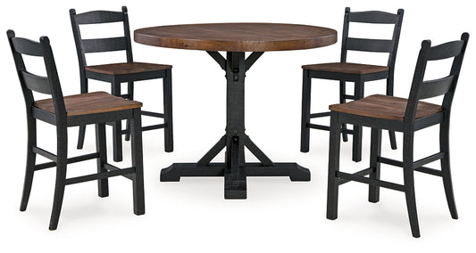 Valebeck Counter Height Dining Table and 4 Barstools